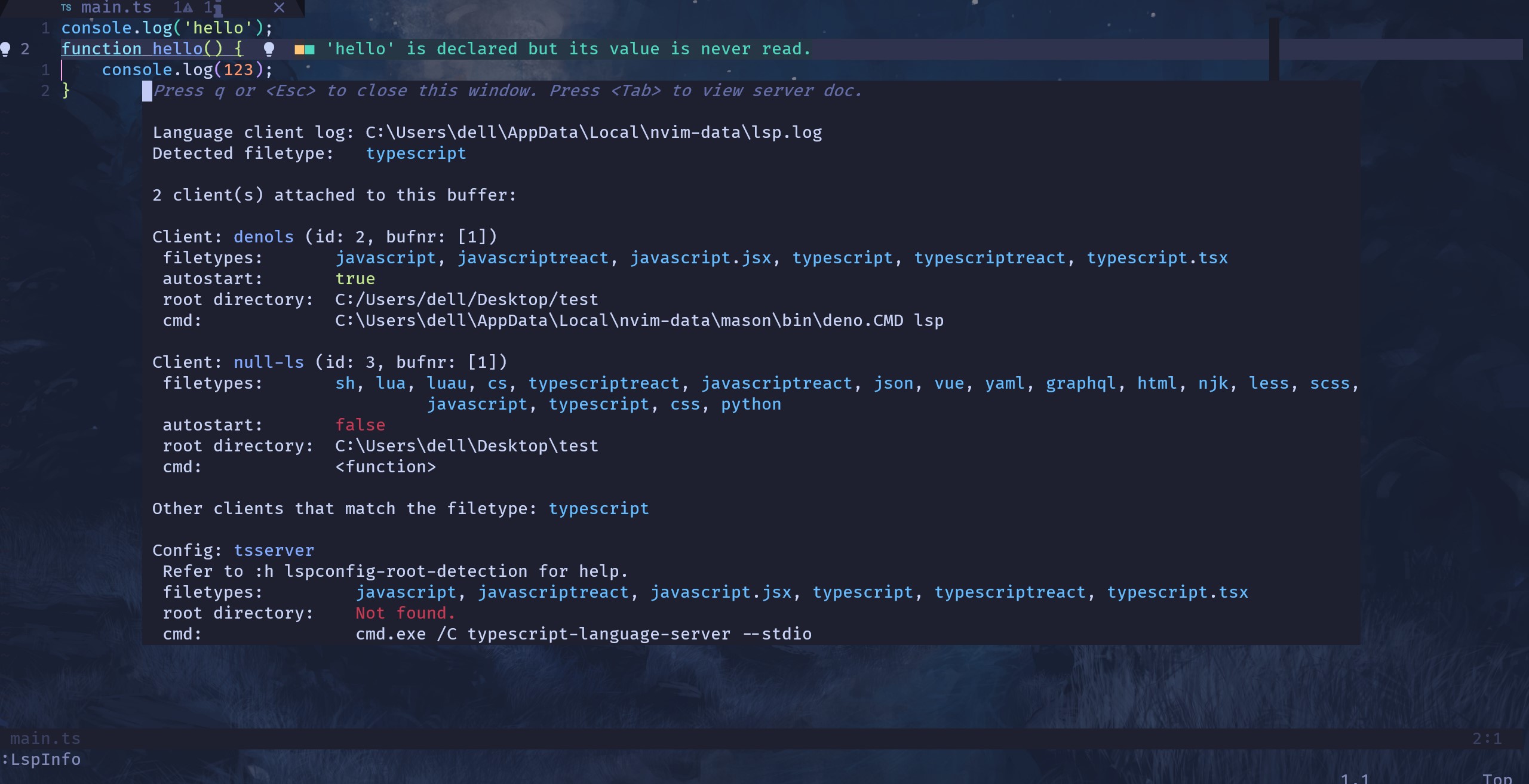 Featured image of post 解决Neovim中denols与tsserver冲突的问题